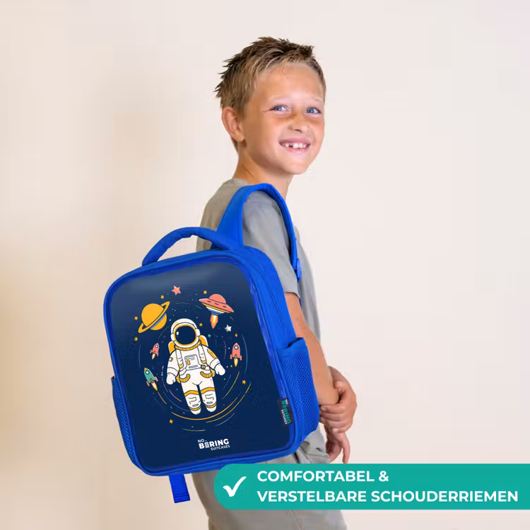Kinderrugzak - Blauw - Astronaut - Planeet - Sterren - Raket — 4