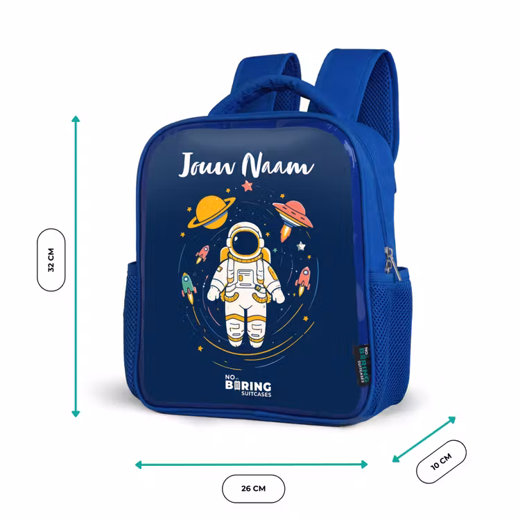 Kinderrugzak met naam - Blauw - Astronaut - Planeet - Sterren - Raket — 5