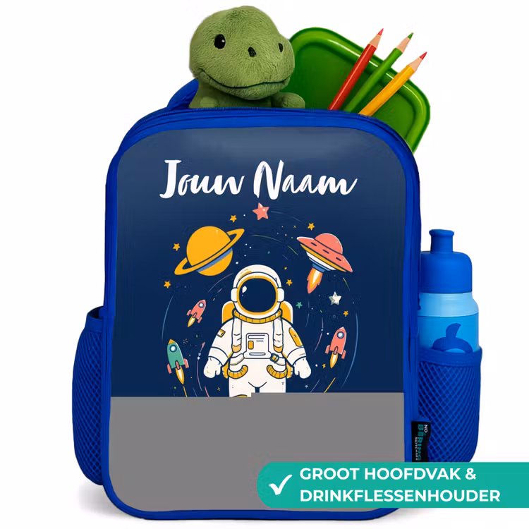 Kinderrugzak met naam - Blauw - Astronaut - Planeet - Sterren - Raket — 6