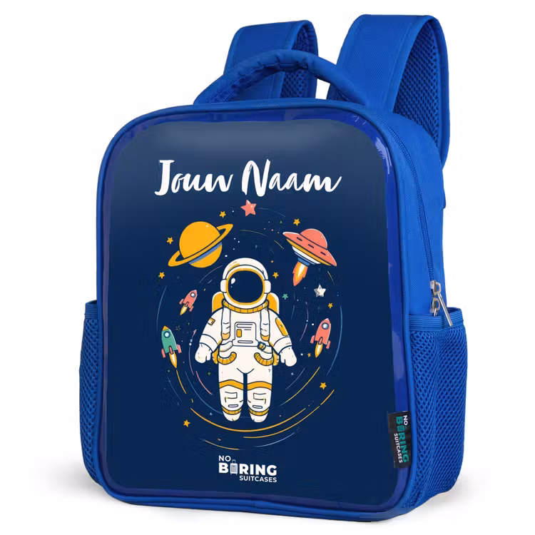 Kinderrugzak met naam - Blauw - Astronaut - Planeet - Sterren - Raket — 7