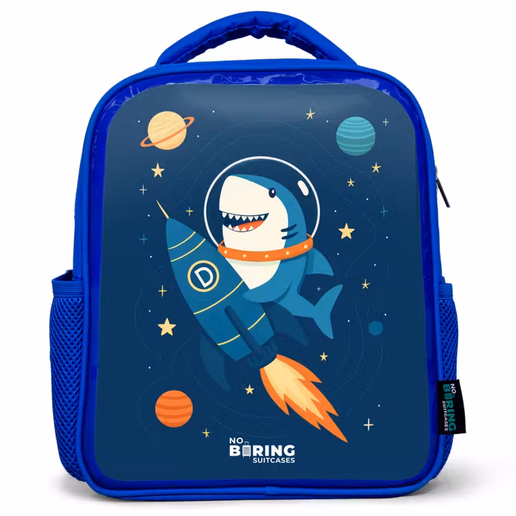 Kinderrugzak - Blauw - Dier - Ruimte - Planeet - Raket — 1