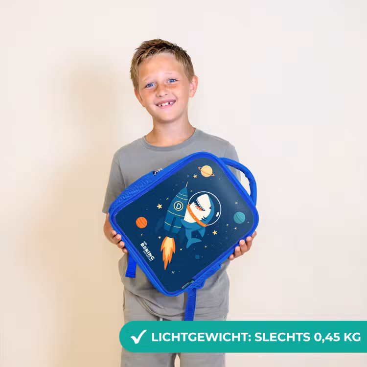 Kinderrugzak - Blauw - Dier - Ruimte - Planeet - Raket — 2