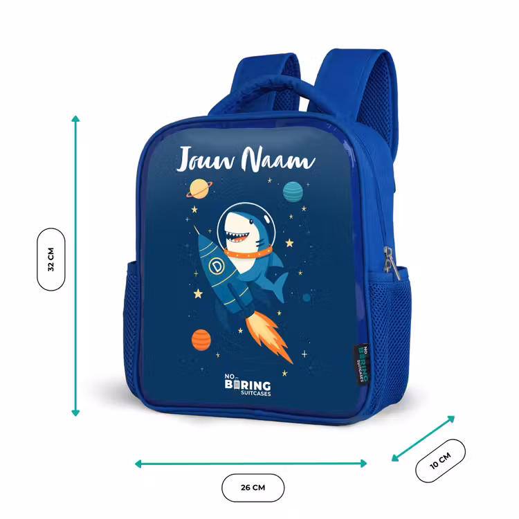 Kinderrugzak met naam - Blauw - Dier - Ruimte - Planeet - Raket ā 5