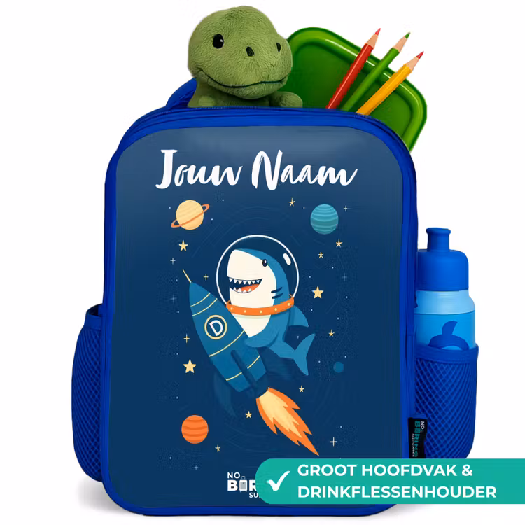 Kinderrugzak met naam - Blauw - Dier - Ruimte - Planeet - Raket ā 6