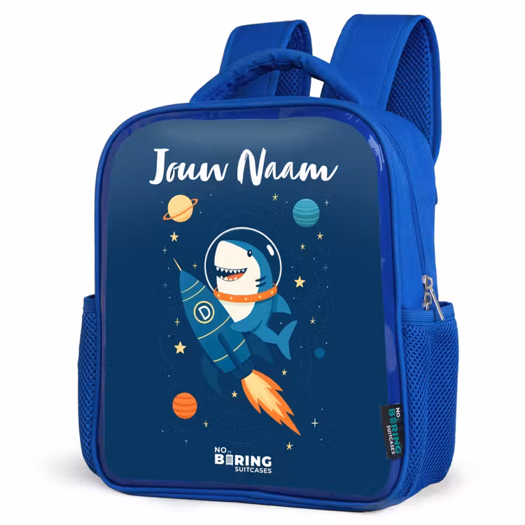 Kinderrugzak met naam - Blauw - Dier - Ruimte - Planeet - Raket ā 7