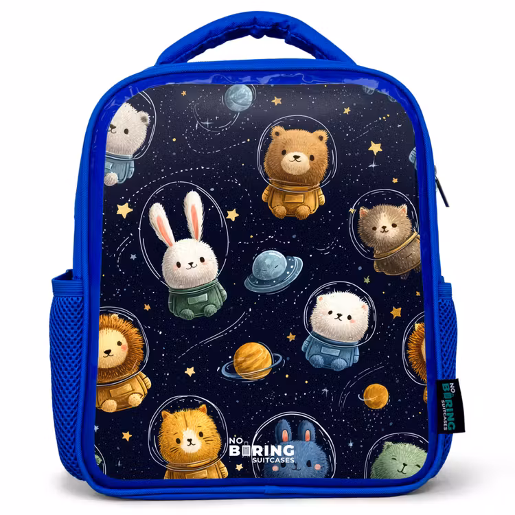 Kinderrugzak - Blauw - Dieren - Astronaut - Planeten - Sterren — 1