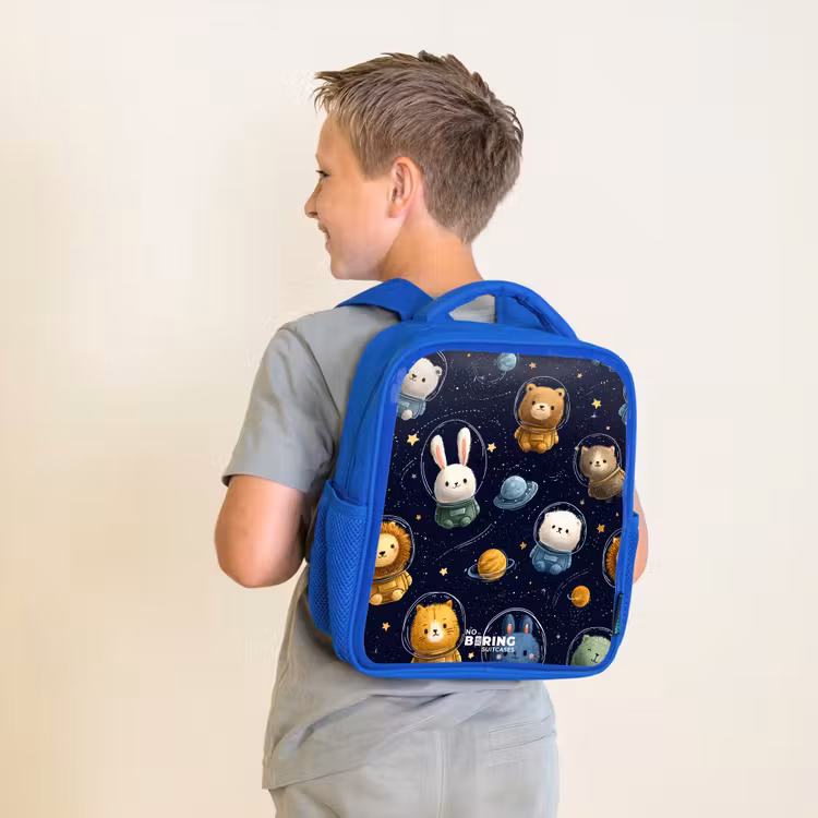 Kinderrugzak - Blauw - Dieren - Astronaut - Planeten - Sterren — 3