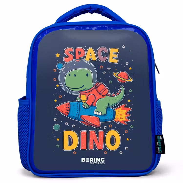 Kinderrugzak - Blauw - Dino - Groen - Raket - Sterren — 1