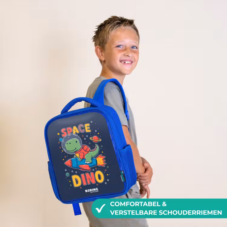 Kinderrugzak - Blauw - Dino - Groen - Raket - Sterren — 4