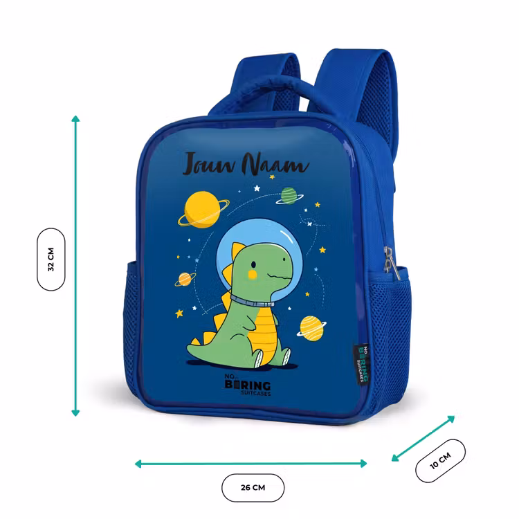 Kinderrugzak met naam - Blauw - Dino - Planeet - Ster - Blauw — 5