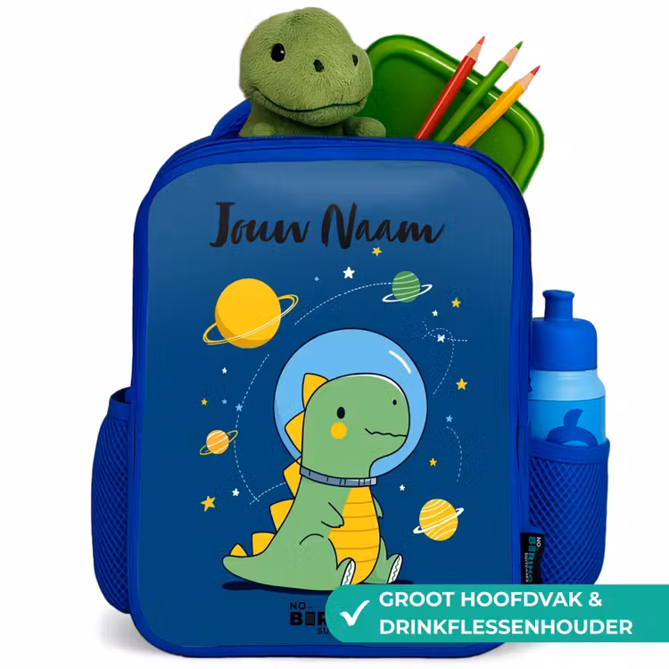 Kinderrugzak met naam - Blauw - Dino - Planeet - Ster - Blauw — 6