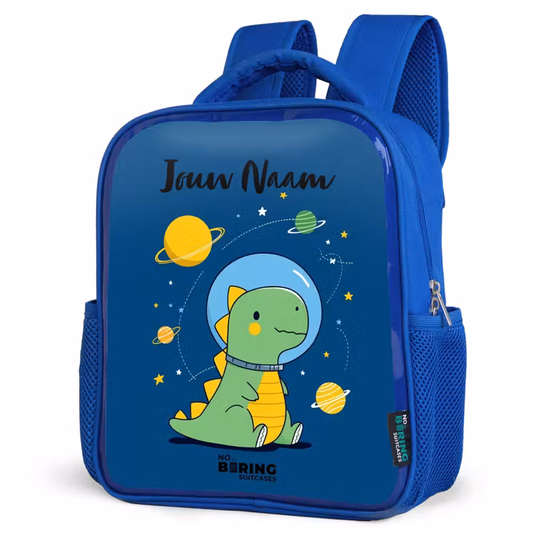 Kinderrugzak met naam - Blauw - Dino - Planeet - Ster - Blauw — 7