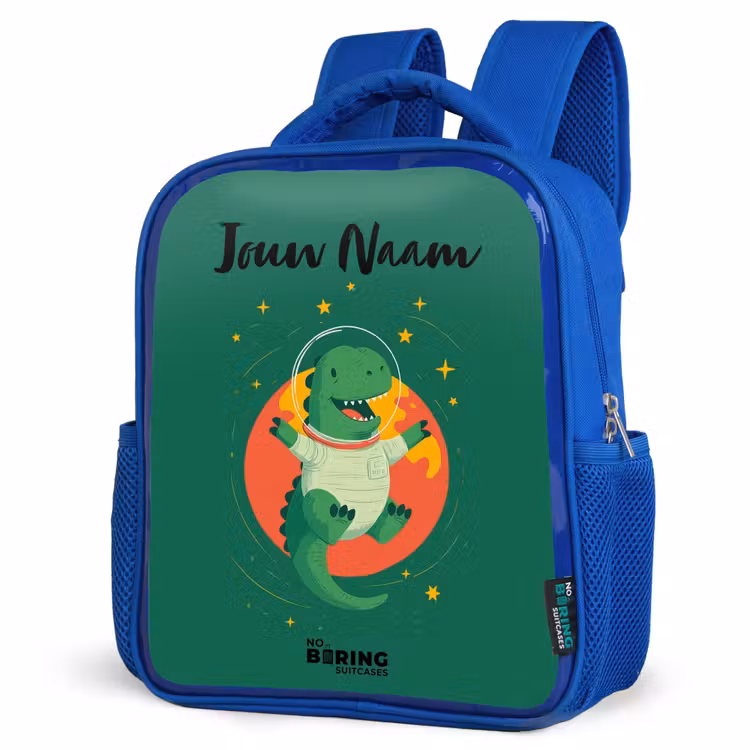Kinderrugzak met naam - Blauw - Dino - Planeet - Sterren - Groen — 7