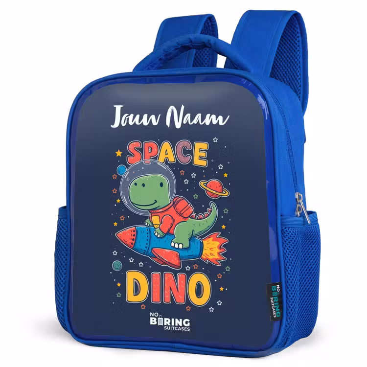 Kinderrugzak met naam - Blauw - Dinosaurus - Groen - Raket - Sterrenhemel — 7