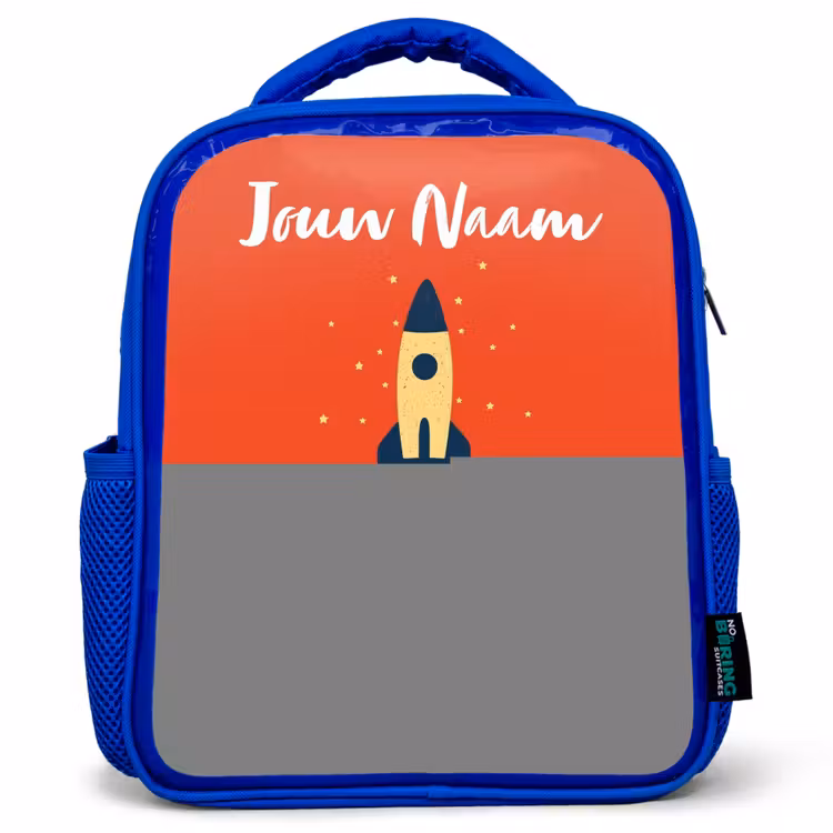 Kinderrugzak met naam - Blauw - Raket - Sterren - Planeten — 1