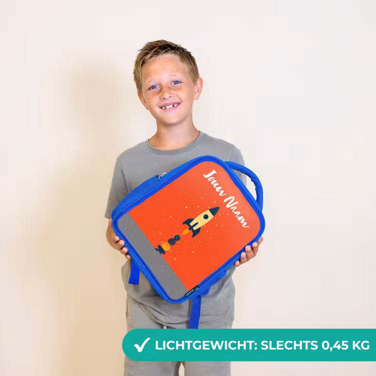 Kinderrugzak met naam - Blauw - Raket - Sterren - Planeten — 2