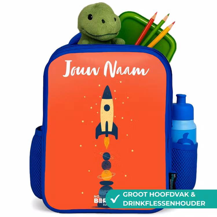 Kinderrugzak met naam - Blauw - Raket - Sterren - Planeten — 6