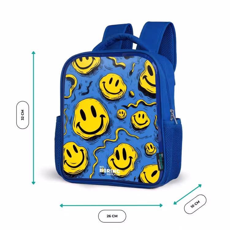Kinderrugzak met naam - Blauw - Smiley - Blauw - Geel — 5