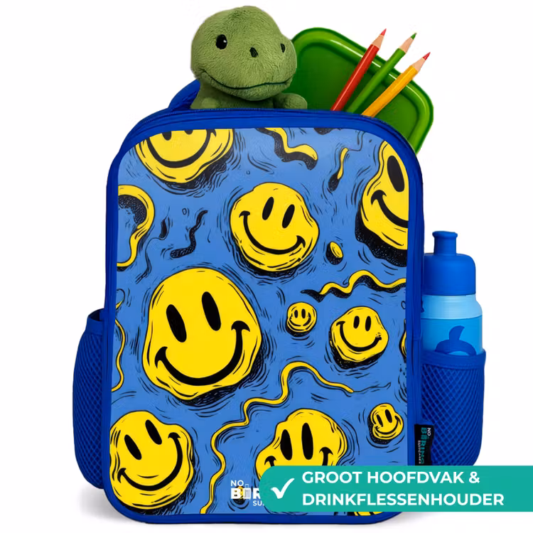 Kinderrugzak met naam - Blauw - Smiley - Blauw - Geel — 6