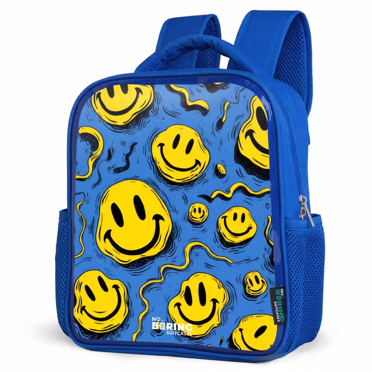 Kinderrugzak met naam - Blauw - Smiley - Blauw - Geel — 7