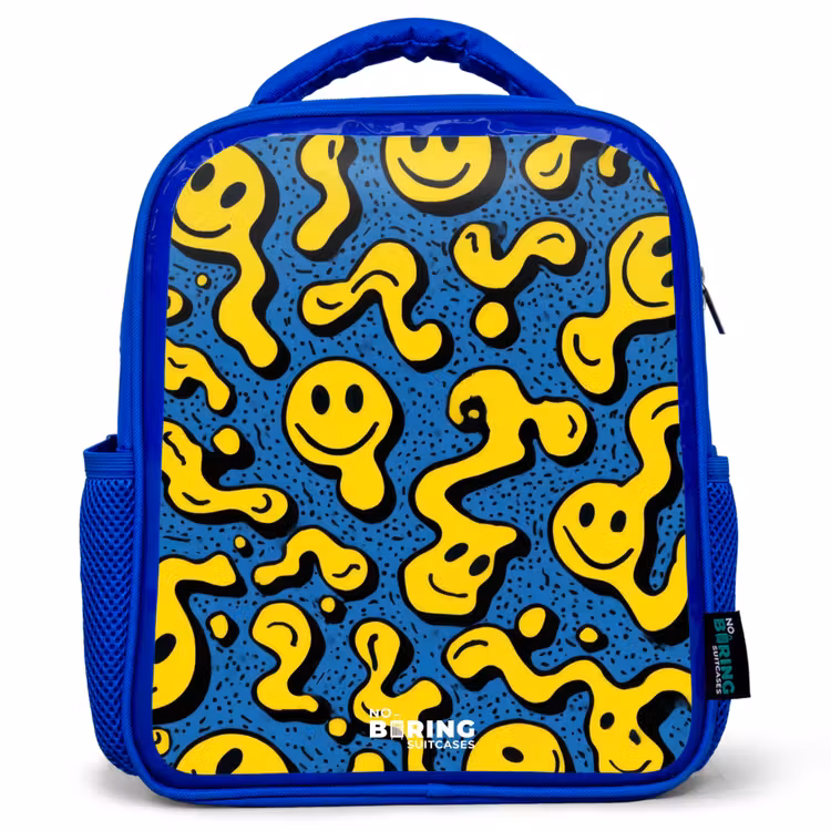 Kinderrugzak met naam - Blauw - Smiley - Geel - Blauw β 1