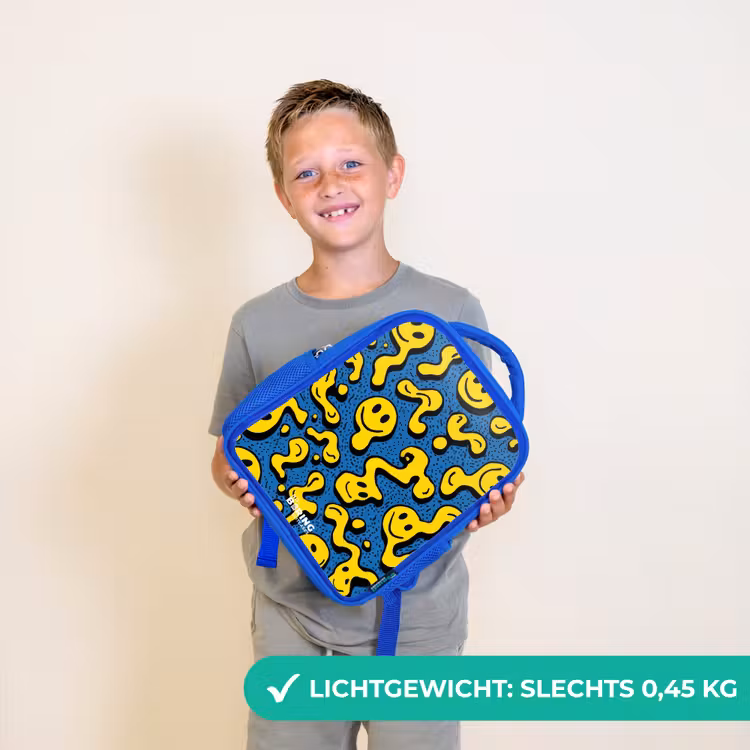 Kinderrugzak met naam - Blauw - Smiley - Geel - Blauw β 2