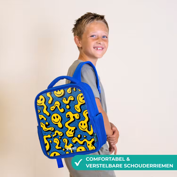 Kinderrugzak met naam - Blauw - Smiley - Geel - Blauw β 4