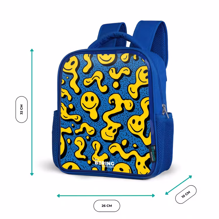 Kinderrugzak met naam - Blauw - Smiley - Geel - Blauw β 5