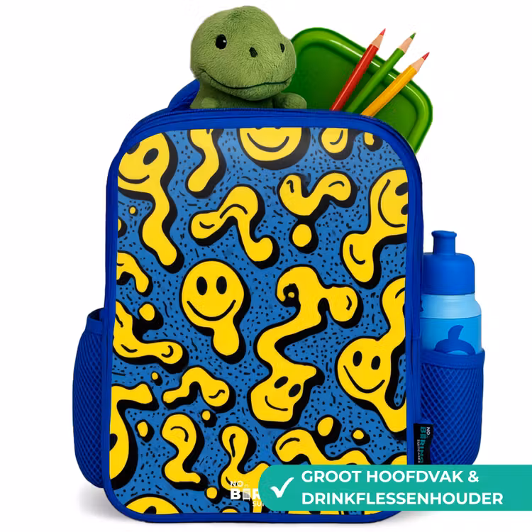 Kinderrugzak met naam - Blauw - Smiley - Geel - Blauw β 6