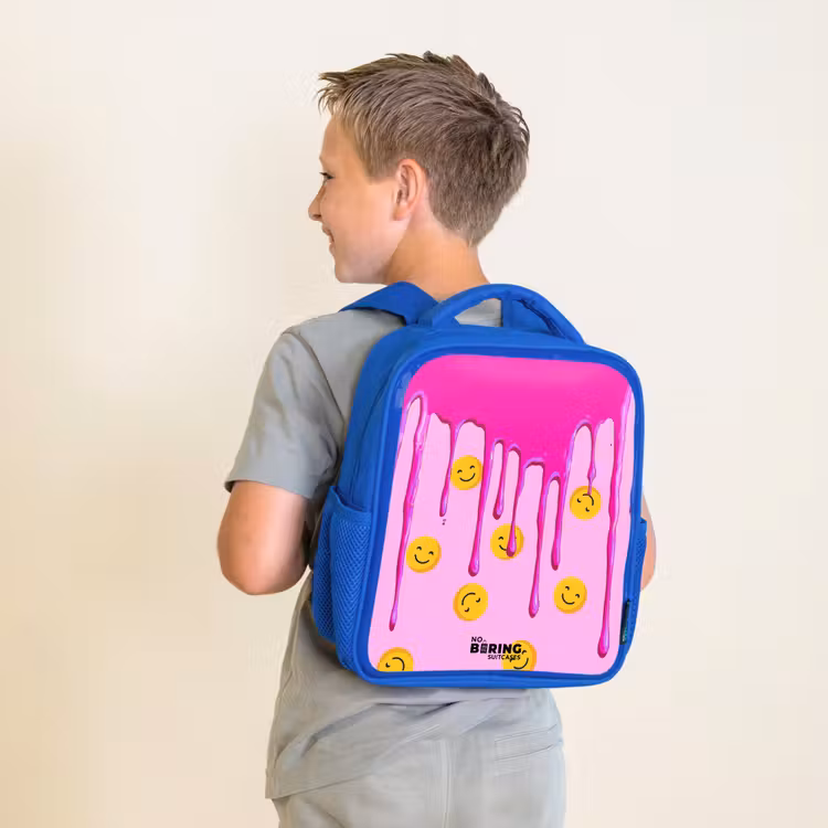 Kinderrugzak - Blauw - Verf - Smiley - Roze — 3