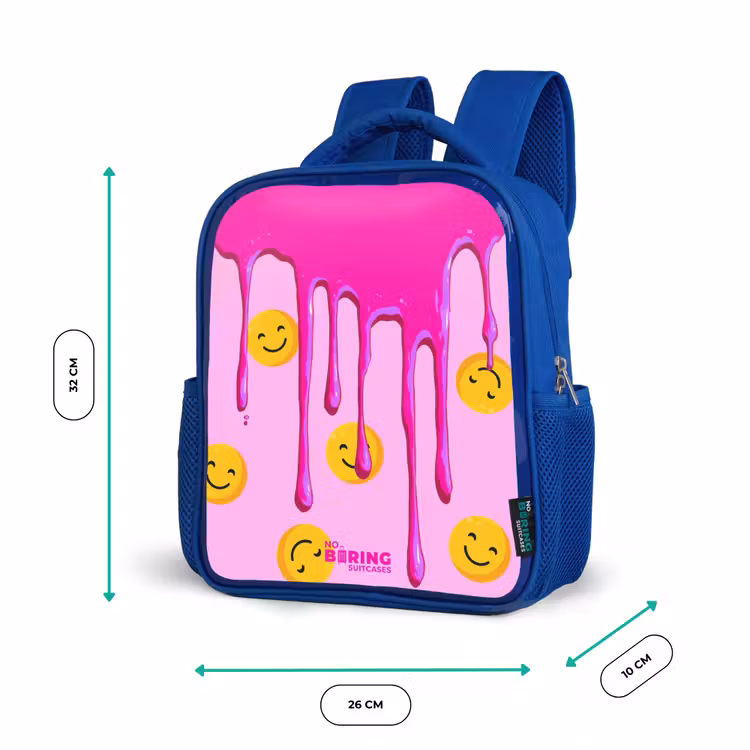 Kinderrugzak met naam - Blauw - Verf - Smiley - Roze — 5