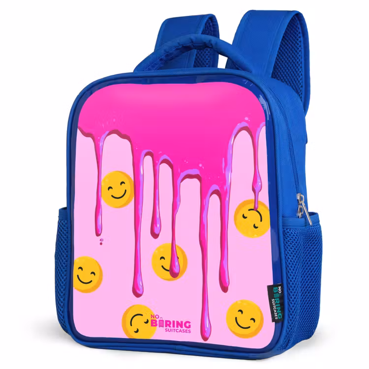 Kinderrugzak met naam - Blauw - Verf - Smiley - Roze — 7