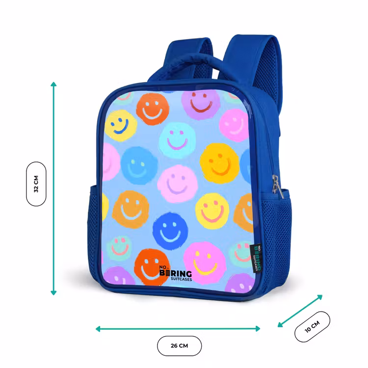 Kinderrugzak - Blauw - Vrolijk patroon van smileys — 5