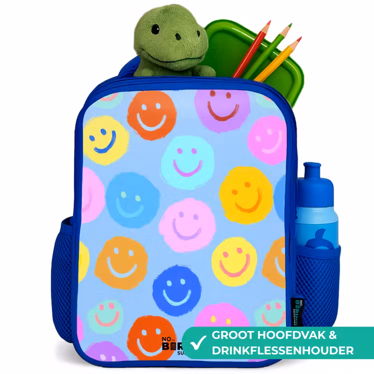 Kinderrugzak - Blauw - Vrolijk patroon van smileys — 6