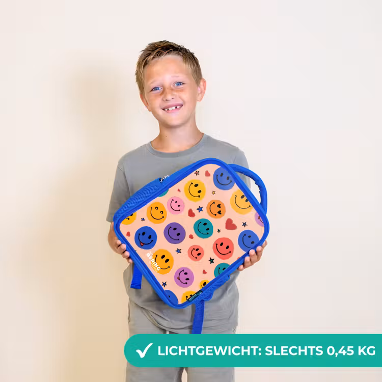 Kinderrugzak - Blauw - Vrolijk Smiley-patroon — 2