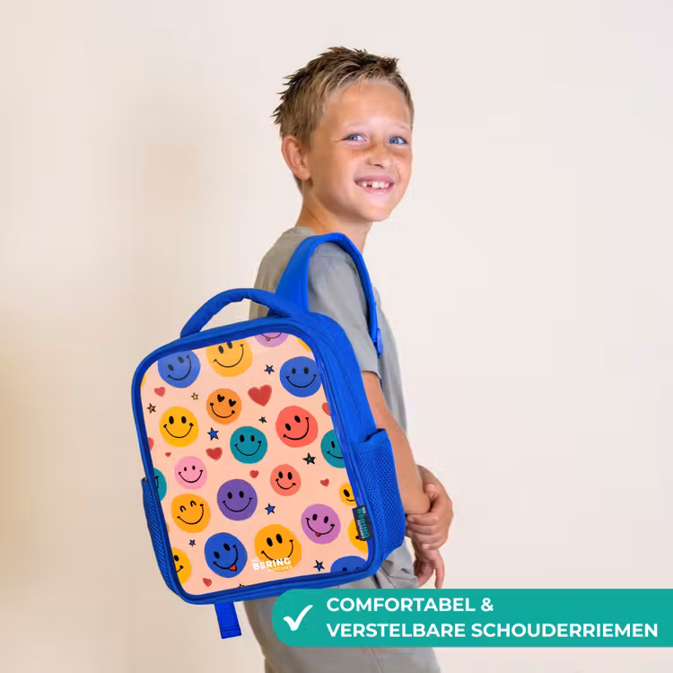 Kinderrugzak - Blauw - Vrolijk Smiley-patroon — 4