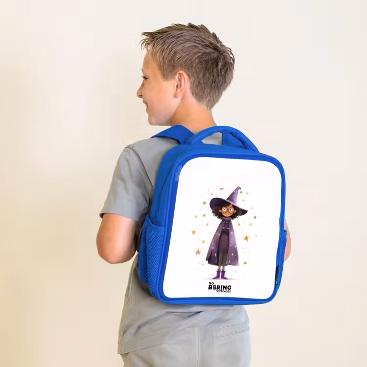 Kinderrugzak met naam - Blauw - De paarse tovenaarsmantel — 3