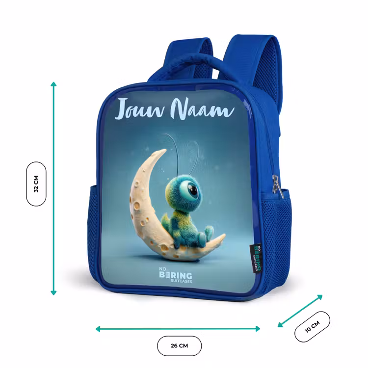 Kinderrugzak met naam - Blauw - Dromerig Wezentje op de Maan — 5