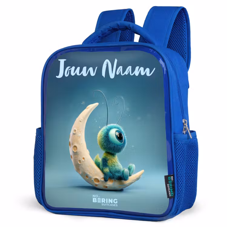 Kinderrugzak met naam - Blauw - Dromerig Wezentje op de Maan — 7