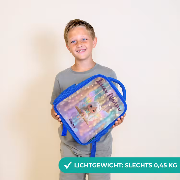 Kinderrugzak met naam - Blauw - Fee - Elf - Regenboog — 2