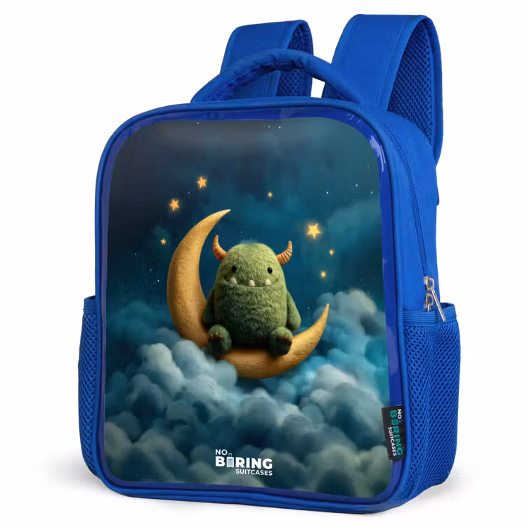 Kinderrugzak - Blauw - Groen monster op maansikkel — 7