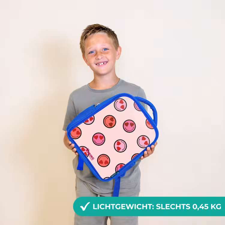 Kinderrugzak met naam - Blauw - Hartje - Smiley - Patroon — 2