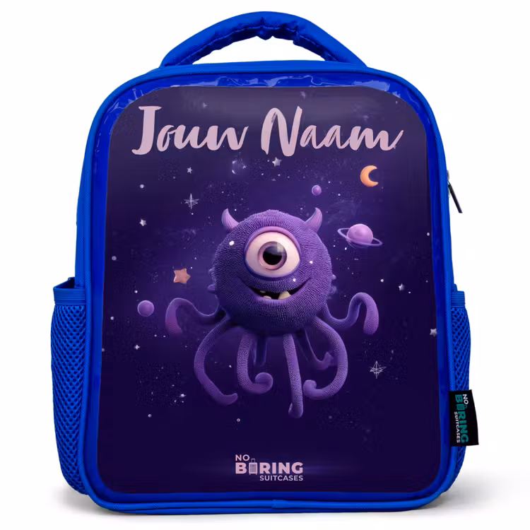 Kinderrugzak met naam - Blauw - Kosmisch tentakelmonster â 1