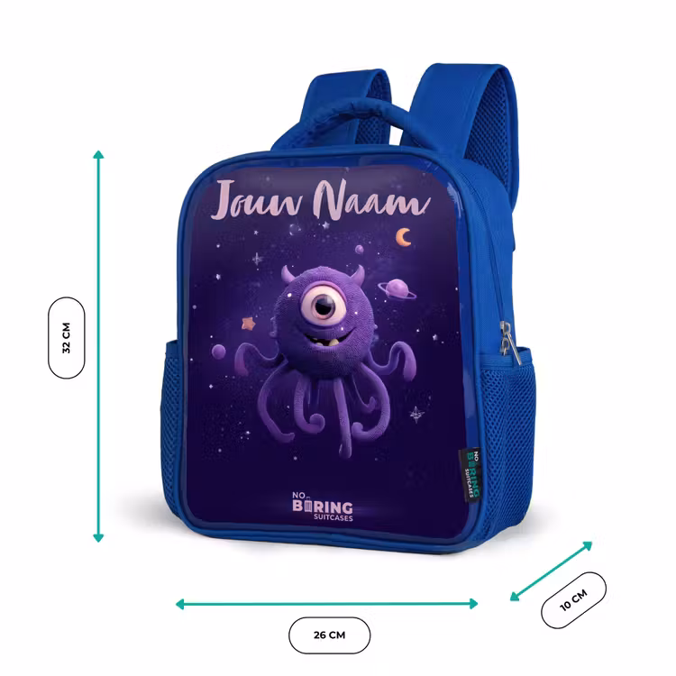 Kinderrugzak met naam - Blauw - Kosmisch tentakelmonster â 5