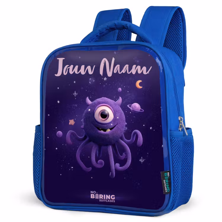 Kinderrugzak met naam - Blauw - Kosmisch tentakelmonster â 7