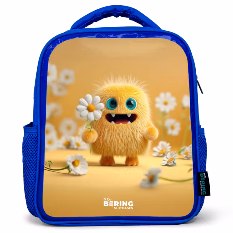 Kinderrugzak - Blauw - Monster - Wezen - Bloem - Geel — 1