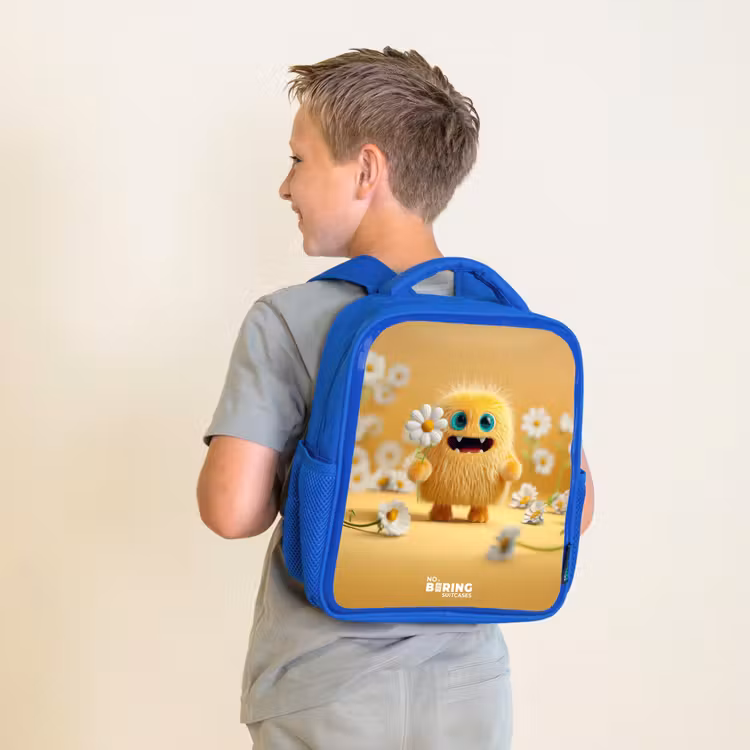 Kinderrugzak - Blauw - Monster - Wezen - Bloem - Geel — 3