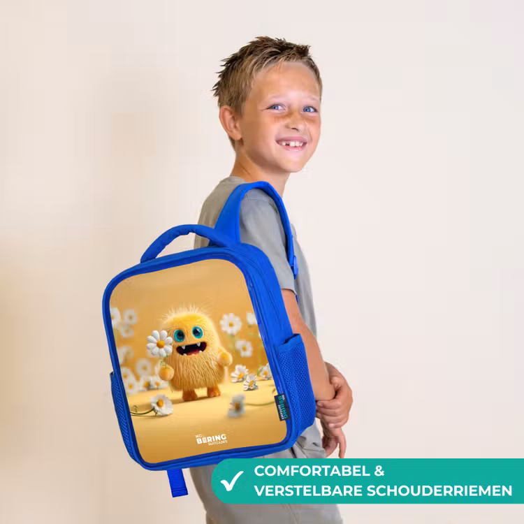 Kinderrugzak - Blauw - Monster - Wezen - Bloem - Geel — 4