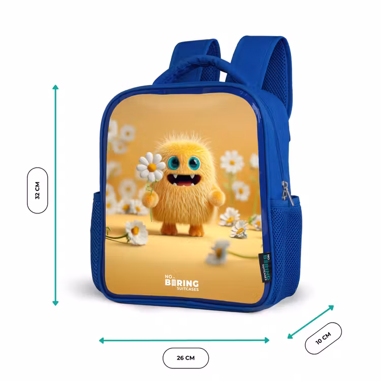 Kinderrugzak - Blauw - Monster - Wezen - Bloem - Geel — 5