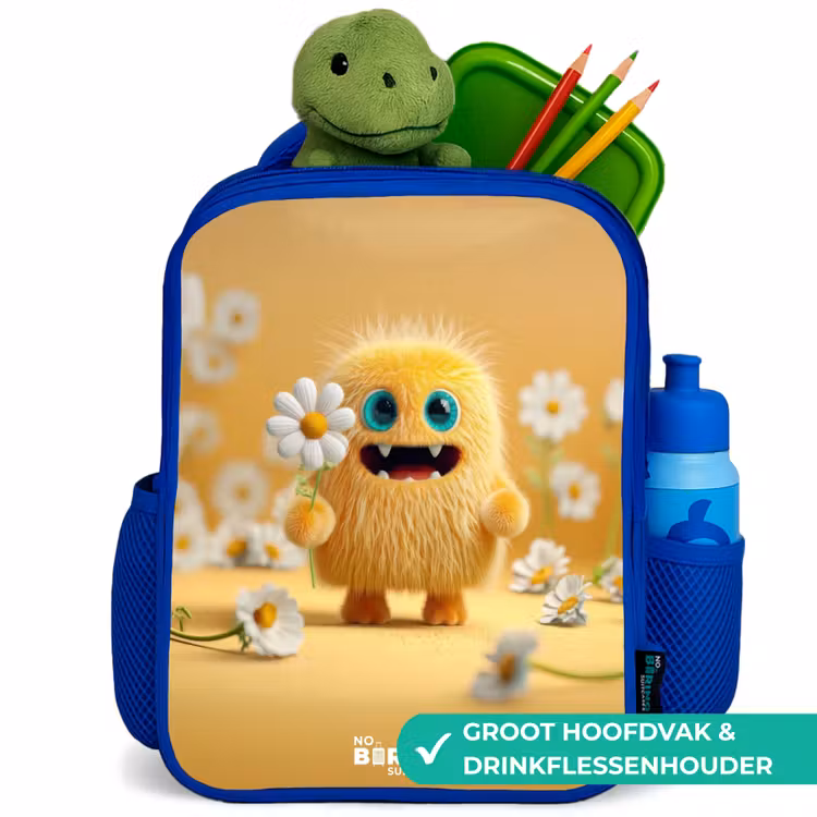 Kinderrugzak - Blauw - Monster - Wezen - Bloem - Geel — 6